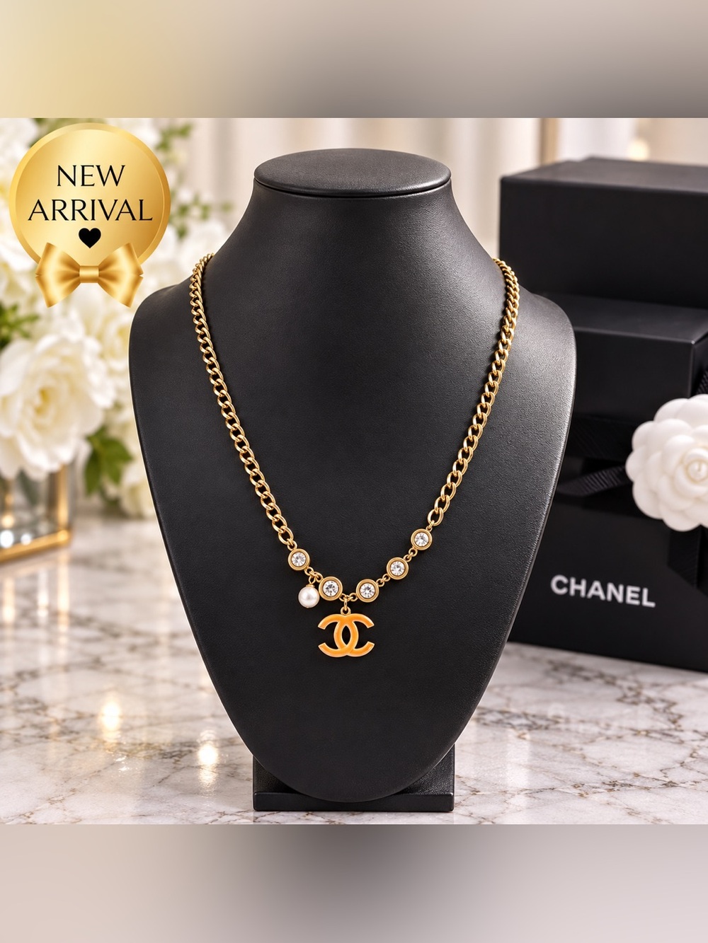 ✨ Gold-Tone Logo Pendant Necklace ✨